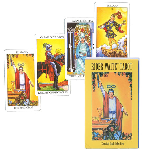 Cartes de Tarot Rider en Version Espagnole avec Traduction en Anglais – Mazo pour Débutants et Divination