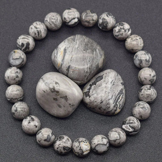 Bracelet en Perles de Jaspe Marbrée Naturelle – Équilibre et Ancrage