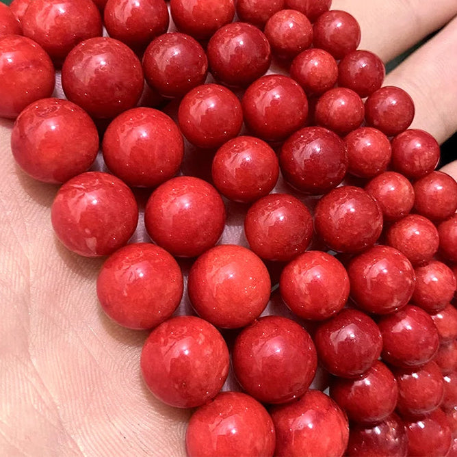 Perles Rondes en Jaspe Rouge et Calcédoine – Idéales pour la Création de Bijoux DIY