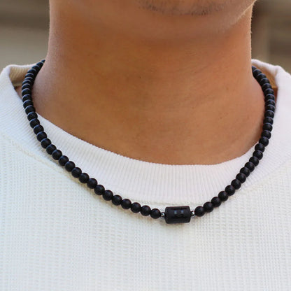 Collier en Onyx Noir signe du zodiac – Bijou Élégant pour homme et femme