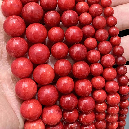 Perles Rondes en Jaspe Rouge et Calcédoine – Idéales pour la Création de Bijoux DIY