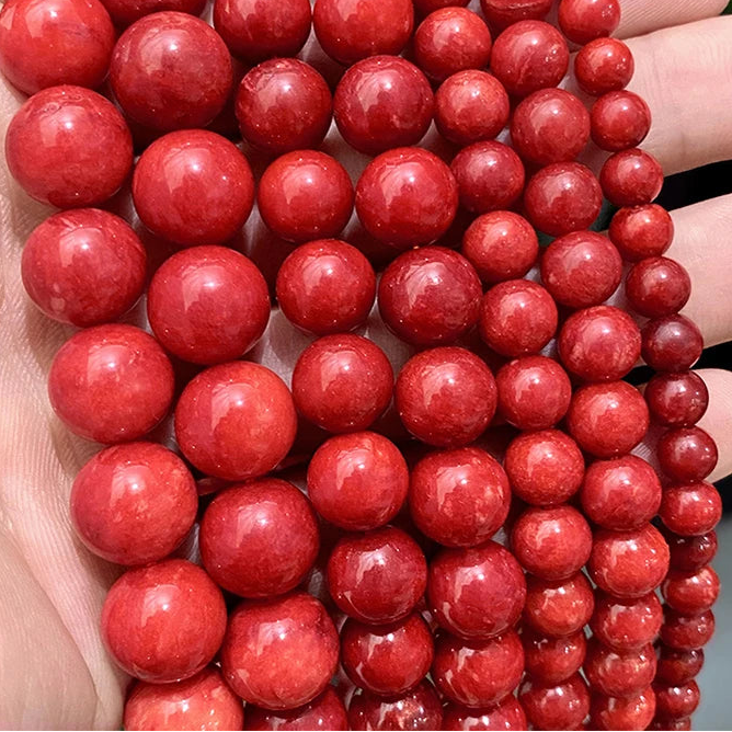 Perles Rondes en Jaspe Rouge et Calcédoine – Idéales pour la Création de Bijoux DIY