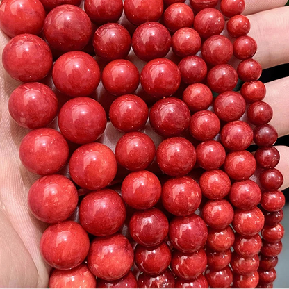 Perles Rondes en Jaspe Rouge et Calcédoine – Idéales pour la Création de Bijoux DIY